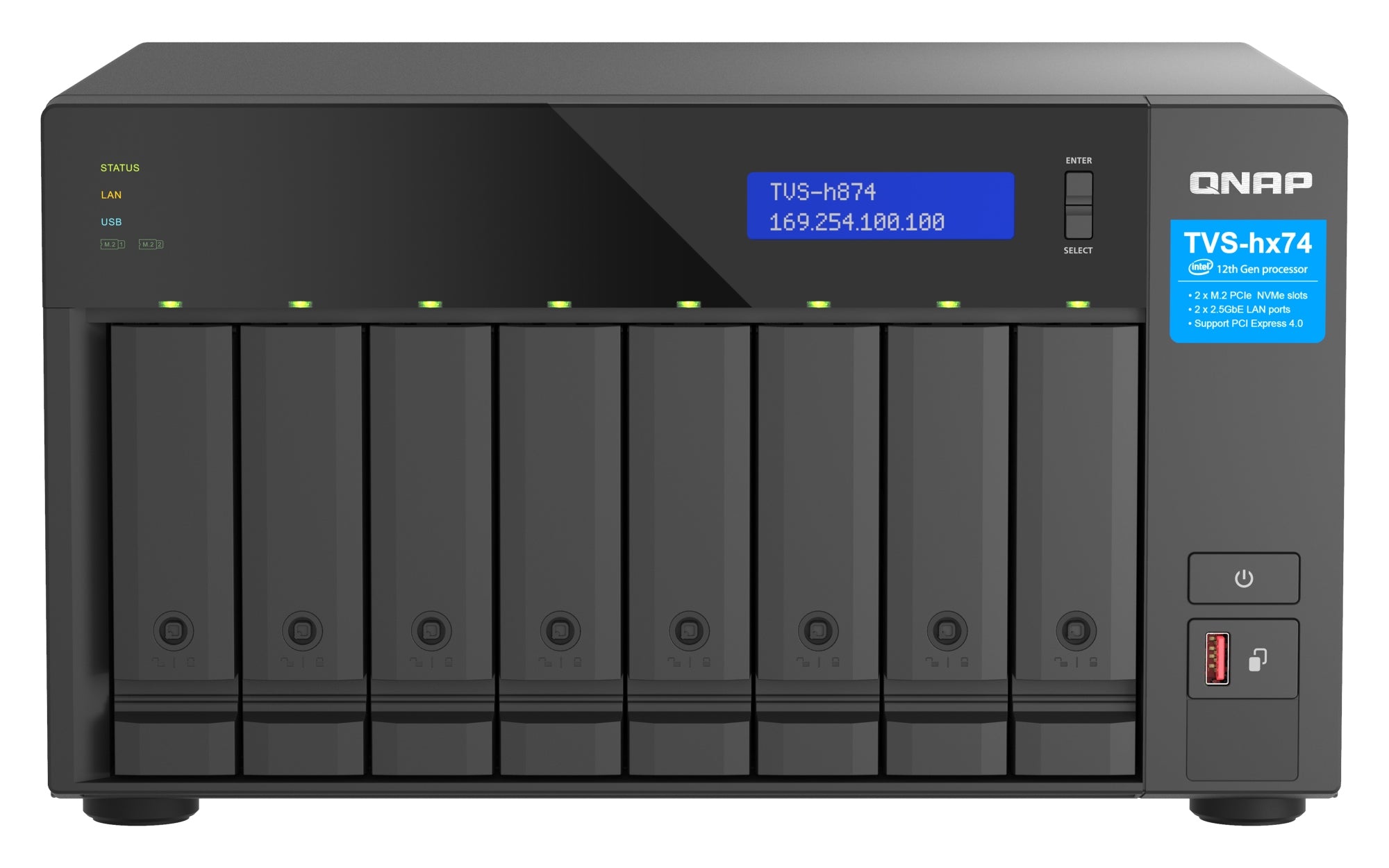 TVS-H874T-I9-64G servidor de almacenamiento NAS Torre Intel® Core i9 64 GB DDR4 0 TB QNAP QTS Negro