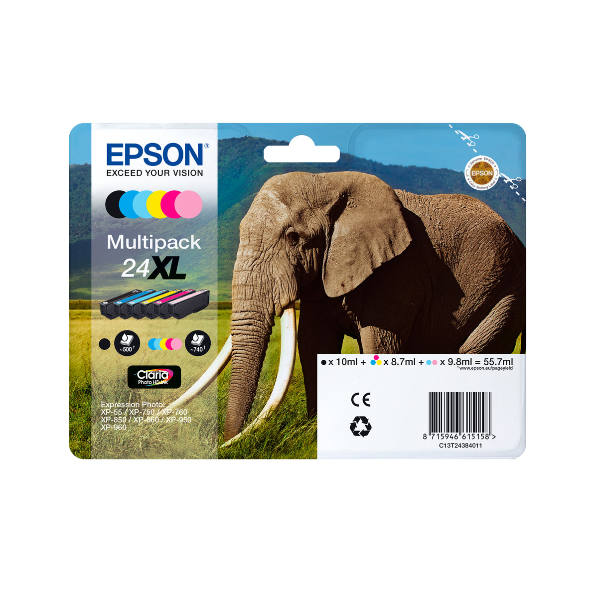 Elephant Tinta negra 24XL Claria Photo HD Elefantes