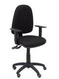 Silla Ayna S bali negro con brazos regulables y ruedas de parqué