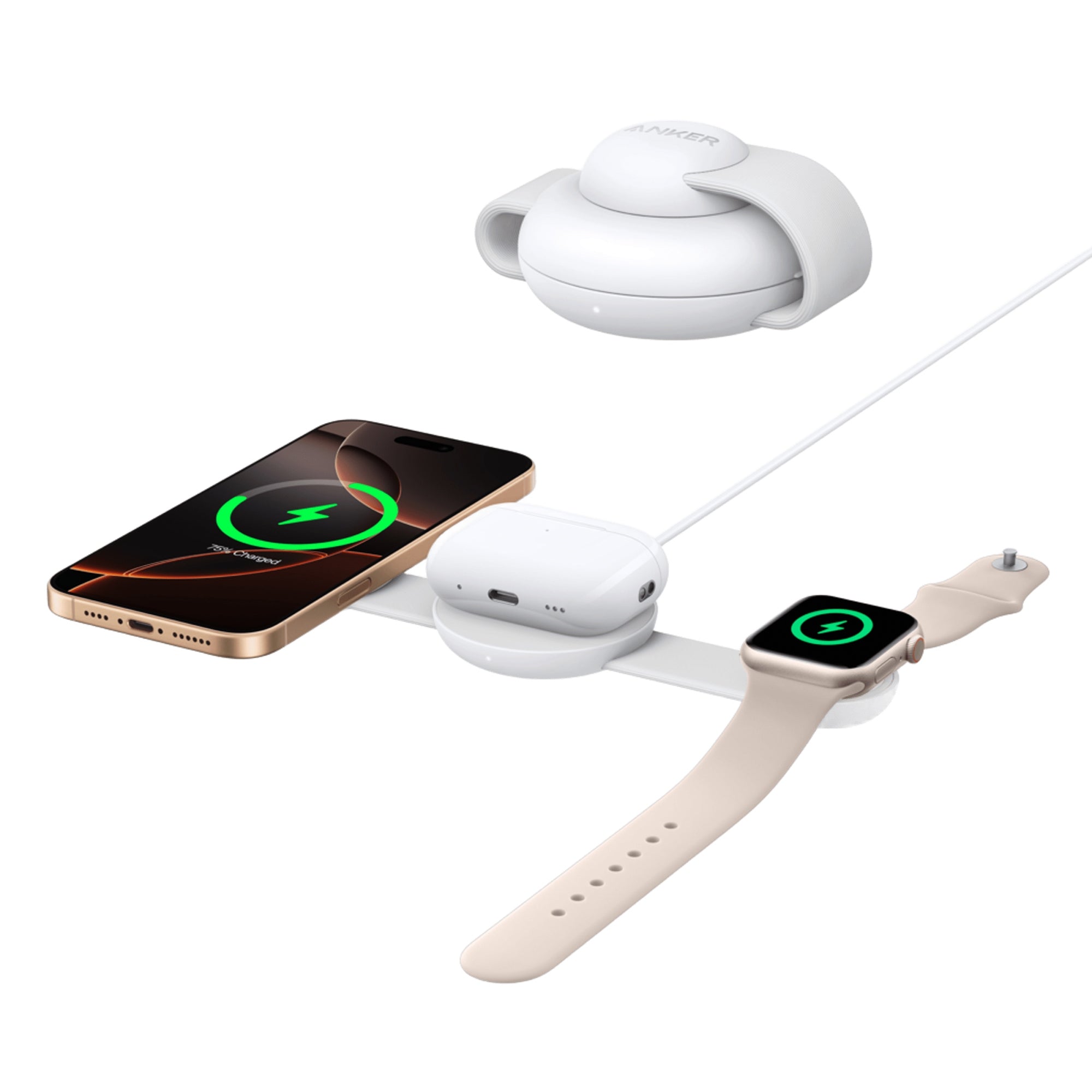 B25M8H21 cargador de dispositivo móvil Auriculares, Auriculares, Smartphone, Reloj inteligente Blanco Cargador inalámbrico Carga rápida Interior