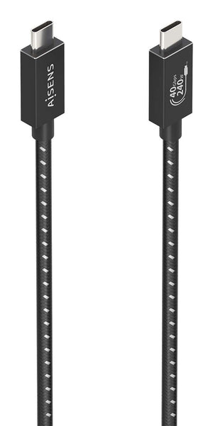 Cable USB4 Gen3x2 Aluminio 40Gbps 8K@60Hz 5A 48V 240W E-Mark, Tipo USB-C/M-USB-C/M, Negro, 1.5m