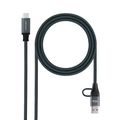 CABLE USB 3.2 GEN2x2 20Gbps 5A 100W, USB-C+USB-A/M a USB-C/M 1 M NEGRO NANOCABLE