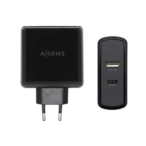 ASCH-2PD45A-BK cargador de dispositivo móvil GPS, Mando para videojuegos, MP3, MP4, Teléfono móvil, Portátil, Smartphone, Tableta Negro Corriente alterna Carga rápida Interior