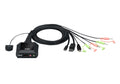 Switch KVM en formato cable híbrido DisplayPort de 2 puertos USB-C