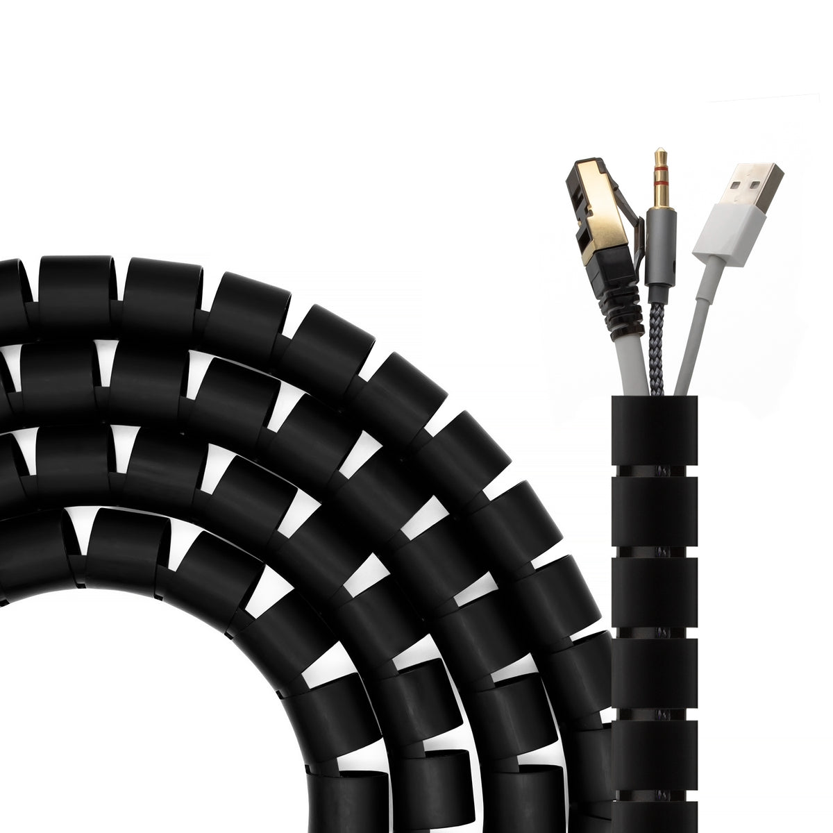 Organizador De Cable En Espiral 25mm, Negro, 2.0 m