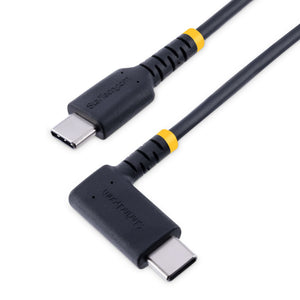Cable 1m USB C Acodado - en Ángulo Recto - PD 60W - 3A - Cable USB-C de Carga Rápida - de Alta Resistencia - USB 2.0 Tipo C - Fibra de Aramida - 3A - de Carga