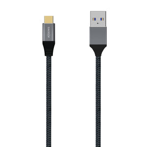 Cable USB 3.1 Gen2 Aluminio 10Gbps 3A, Tipo USB-C/M-A/M, Gris, 1.0M