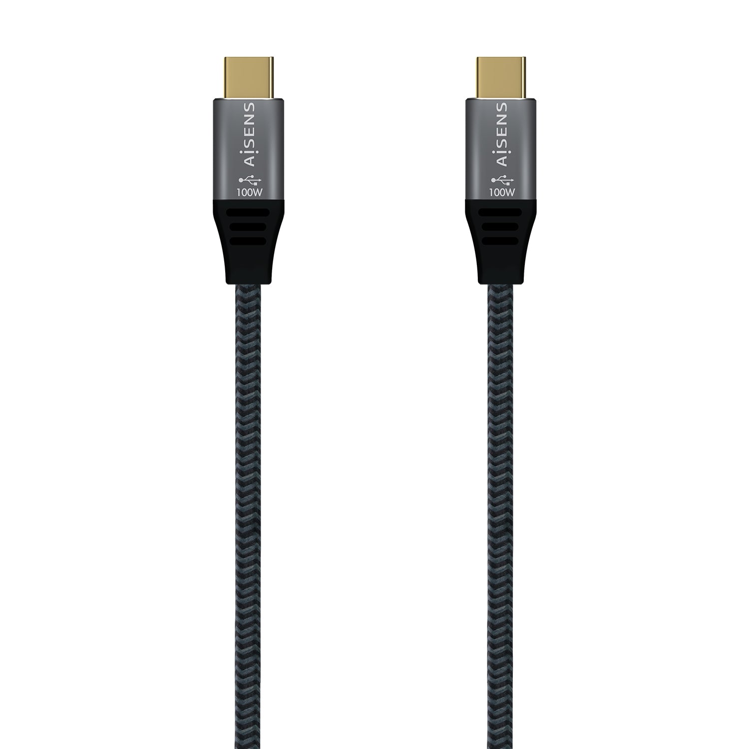 Cable USB 2.0 Aluminio 5A 100W E-Mark, USB-C/M-USB-C/M, Gris, 2.0M