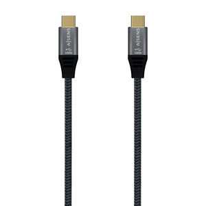 Cable USB 3.2 Gen2X2 Aluminio 20Gbps 5A 100W E-Mark, Tipo USB-C/M-USB-C/M, Gris, 2.0M