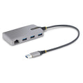 Hub USB de 3 Puertos USBA - USB 3.0 de 5Gbps - Alimentado por el Bus - Concentrador USB de 3 Puertos USB-A - Ladrón USB Portátil - Cable 30cm - Red Ethernet RJ45 1Gb