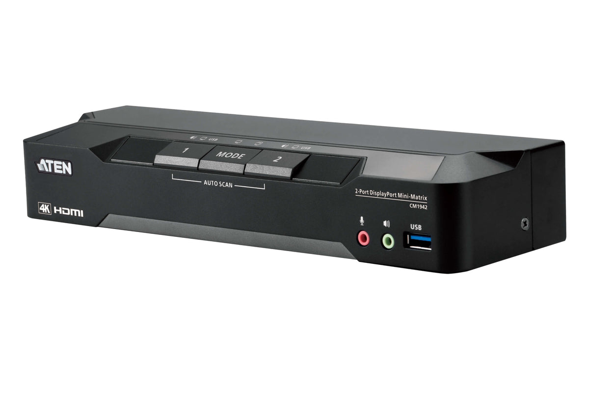 Matriz de vídeo en formato compacto KVM DisplayPort 4K dual display de 2 puertos con Boundless Switching