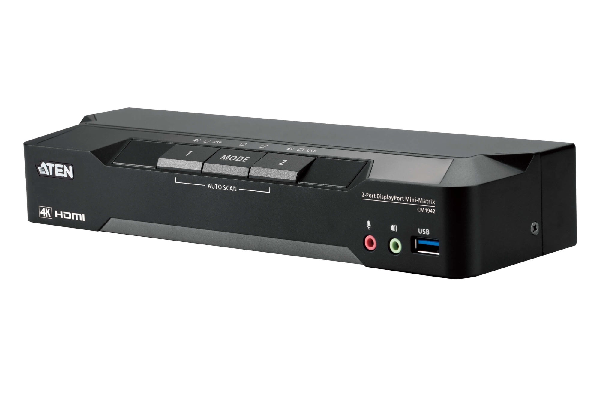 Matriz de vídeo en formato compacto KVM DisplayPort 4K dual display de 2 puertos con Boundless Switching