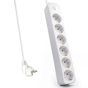 WY13166 base múltiple 1,5 m 6 salidas AC Interior Plata, Blanco