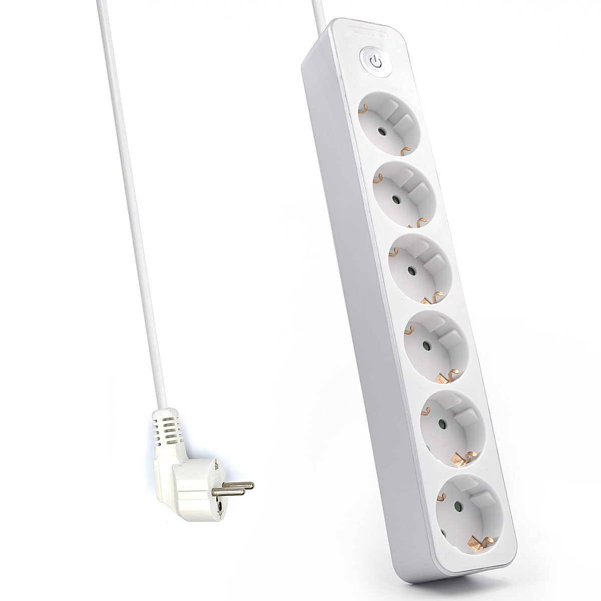 WY13166 base múltiple 1,5 m 6 salidas AC Interior Plata, Blanco