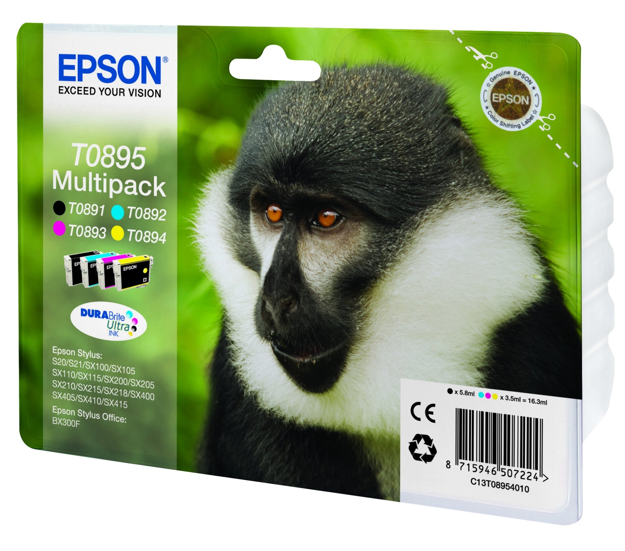 Monkey Tinta multipack 4 colores T0895 DURABrite Ultra Mono