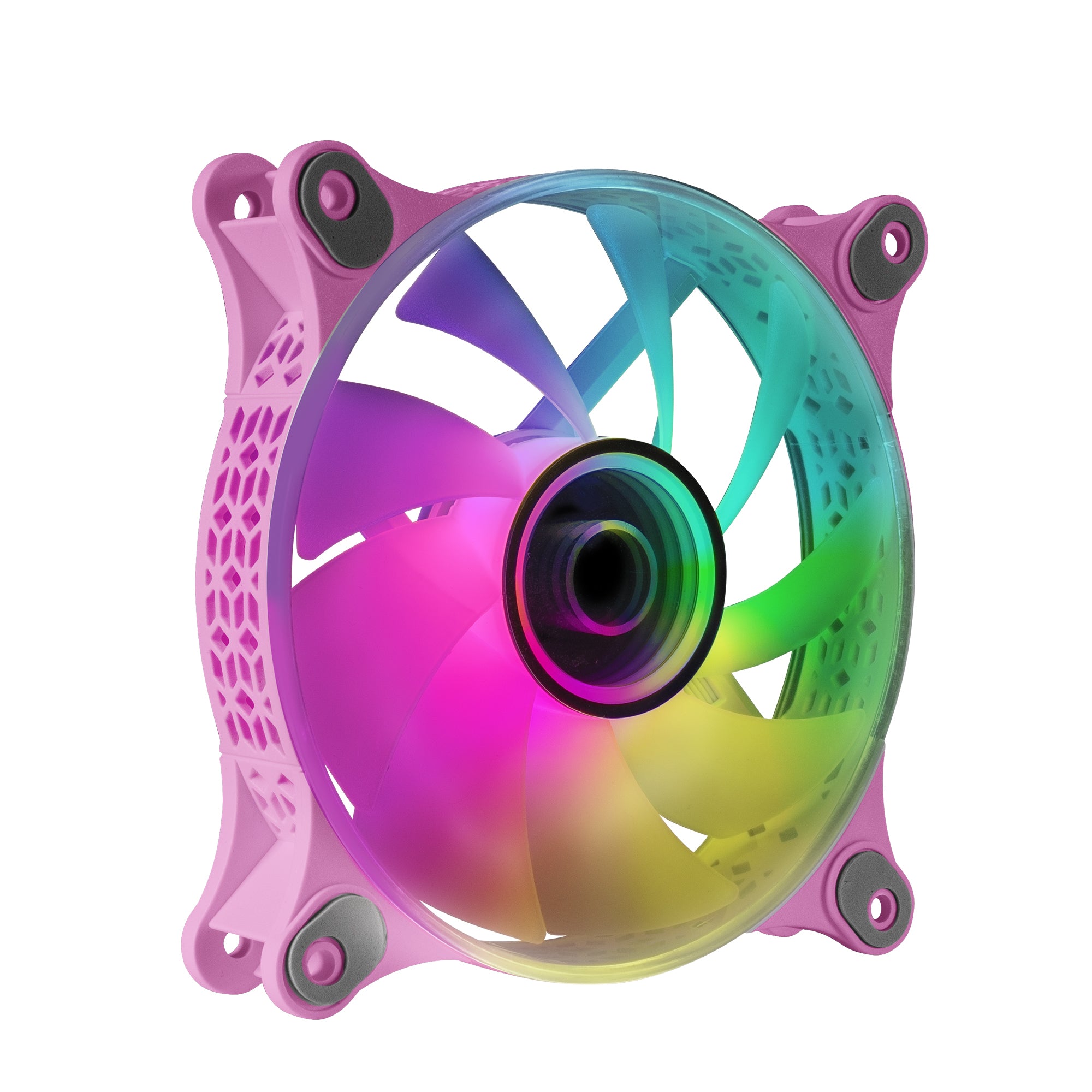 MF-3D Rosa, Ventilador ARGB 360° 12cm, Espejo Infinito 3D, Sistema Anti-vibraciones, Ultra-silencioso, Compatibilidad Total