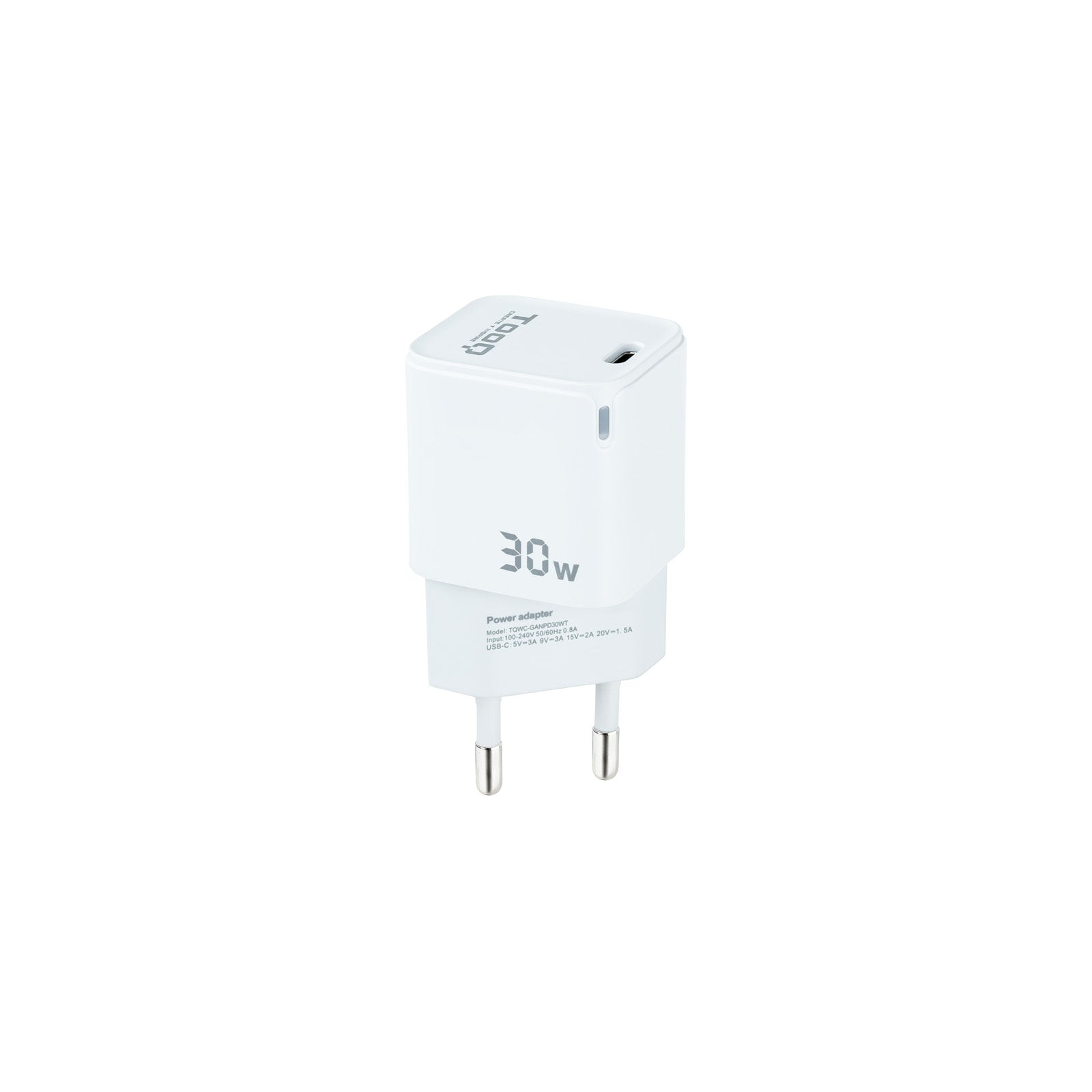 Cargador de Pared GAN USB-C/PD 30W, Blanco