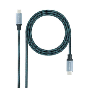 Cable USB 3.1 Gen2 10Gbps 5A, 4K/60Hz, USB-C/M-USB-C/M, Gris/Negro, 1 m