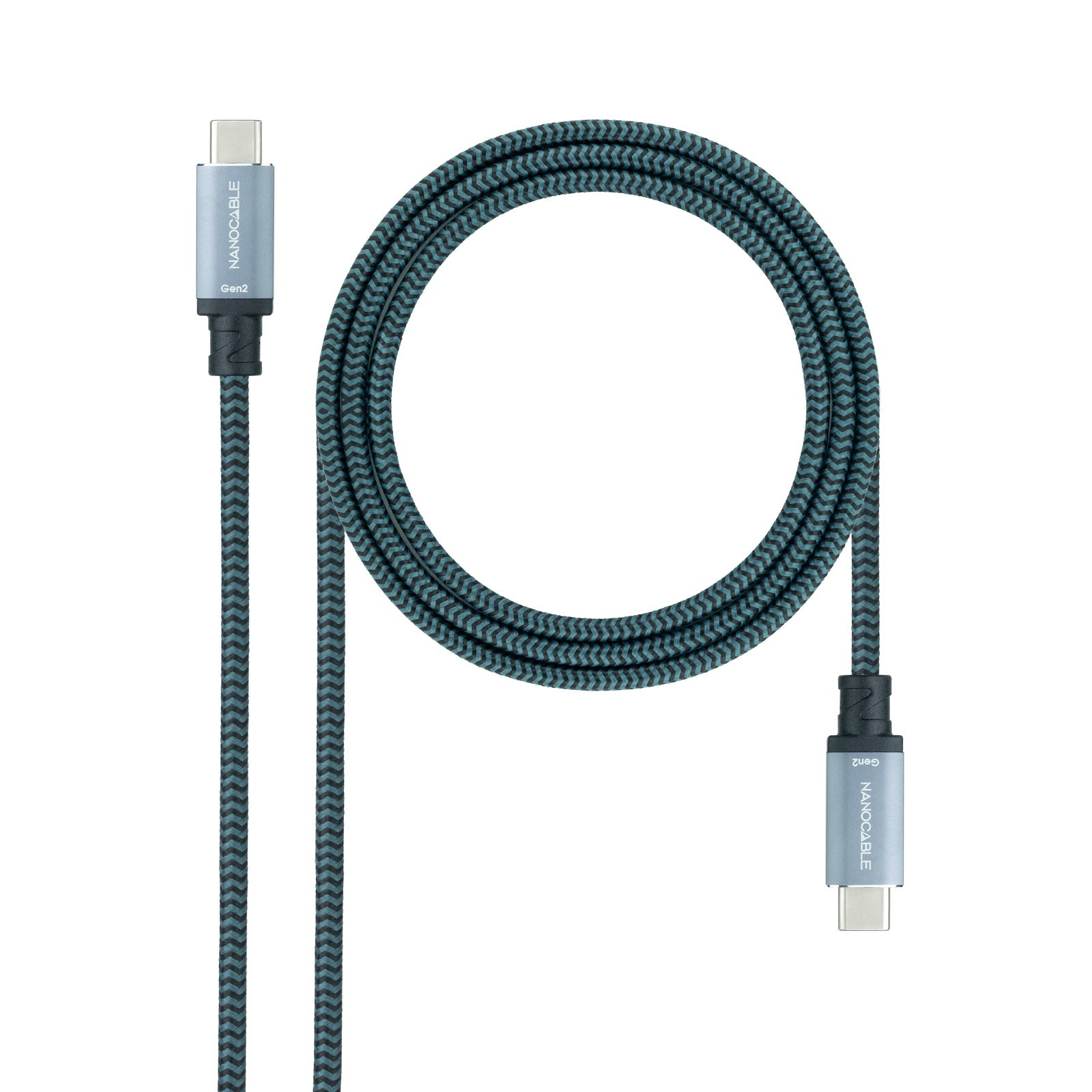 Cable USB 3.1 Gen2 10Gbps 5A, 4K/60Hz, USB-C/M-USB-C/M, Gris/Negro, 1 m