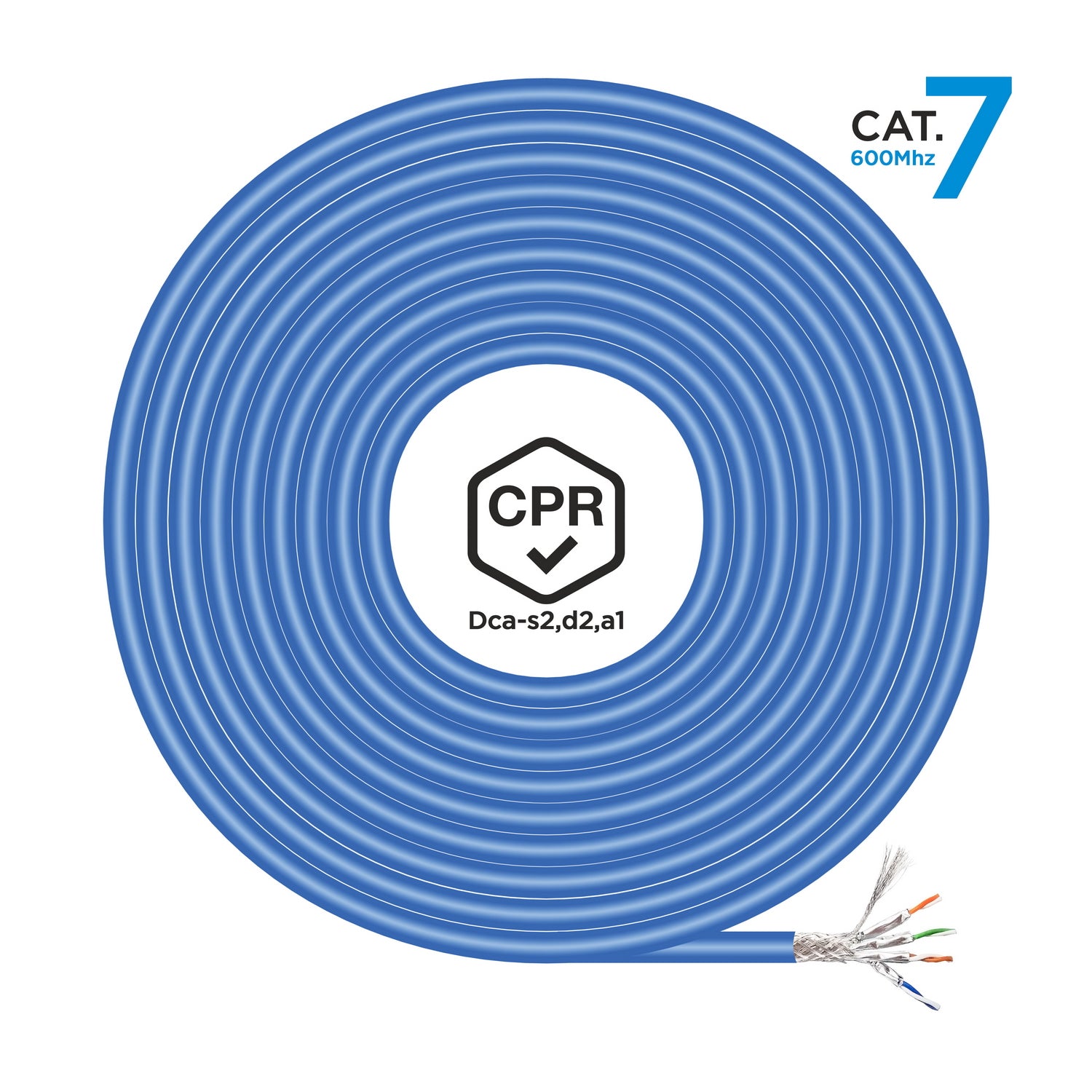 Cable de Red RJ45 LSZH CPR Dca CAT.7 600 MHZ S/FTP AWG23, Azul, 305 m