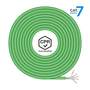 Cable de Red RJ45 LSZH CPR Cca CAT.7 600 MHZ S/FTP AWG23, Verde, 305 m