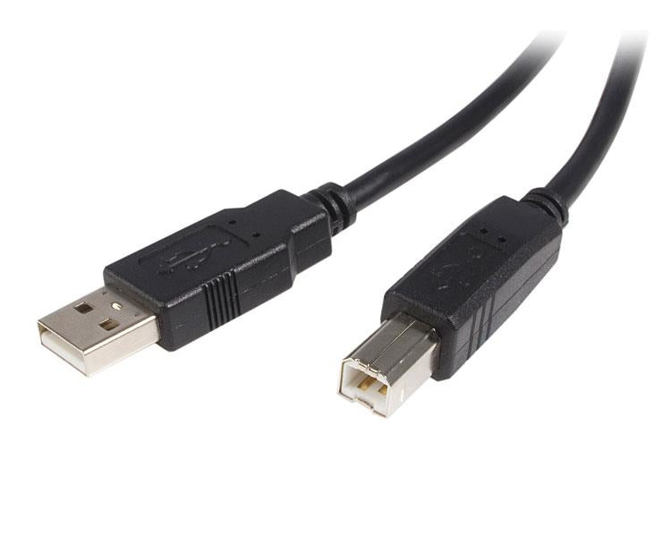Cable USB de 3m para Impresora - 1x USB A Macho - 1x USB B Macho - Adaptador Negro
