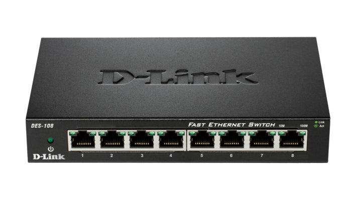 DES-108 switch No administrado L2 Gigabit Ethernet (10/100/1000) Escritorio Negro