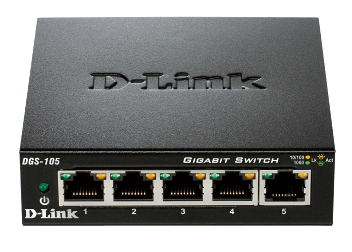 DGS-105 switch No administrado L2 Gigabit Ethernet (10/100/1000) Escritorio Negro