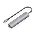 Dock USB-C A Ethernet Gigabit + Hub 2xUSB-C+1xUSB-A, Gris, 15cm