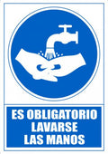 SEÑAL OBLIGATORIO LAVARSE LAS MANOS 210 X 297MM PVC AZUL ARCHIVO 2000 6173-13 AZ