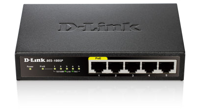 DES-1005P No administrado Fast Ethernet (10/100) Energía sobre Ethernet (PoE) Negro