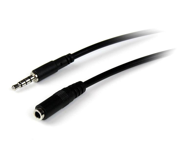 Cable de 1m de Extensión Alargador de Auriculares Headset Mini-Jack 3,5mm 4 pines Macho a Hembra