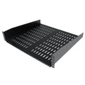 Estante Bandeja Ventilado Cantilever 2U de Profundidad Fija para Armario Rack de Servidores de 19 Pulgadas - en Acero de Servicio Pesado - 22kg de Carga - 16" (406,4mm) - Negro