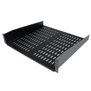 Estante Bandeja Ventilado Cantilever 2U de Profundidad Fija para Armario Rack de Servidores de 19 Pulgadas - en Acero de Servicio Pesado - 22kg de Carga - 16" (406,4mm) - Negro