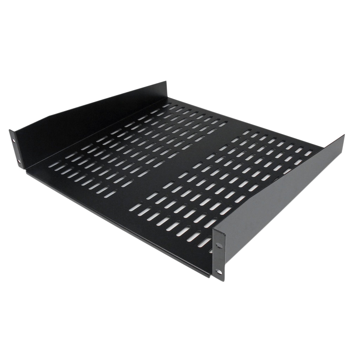 Estante Bandeja Ventilado Cantilever 2U de Profundidad Fija para Armario Rack de Servidores de 19 Pulgadas - en Acero de Servicio Pesado - 22kg de Carga - 16" (406,4mm) - Negro