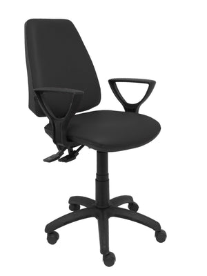 Silla Elche asincro similpiel negro con brazos fijos
