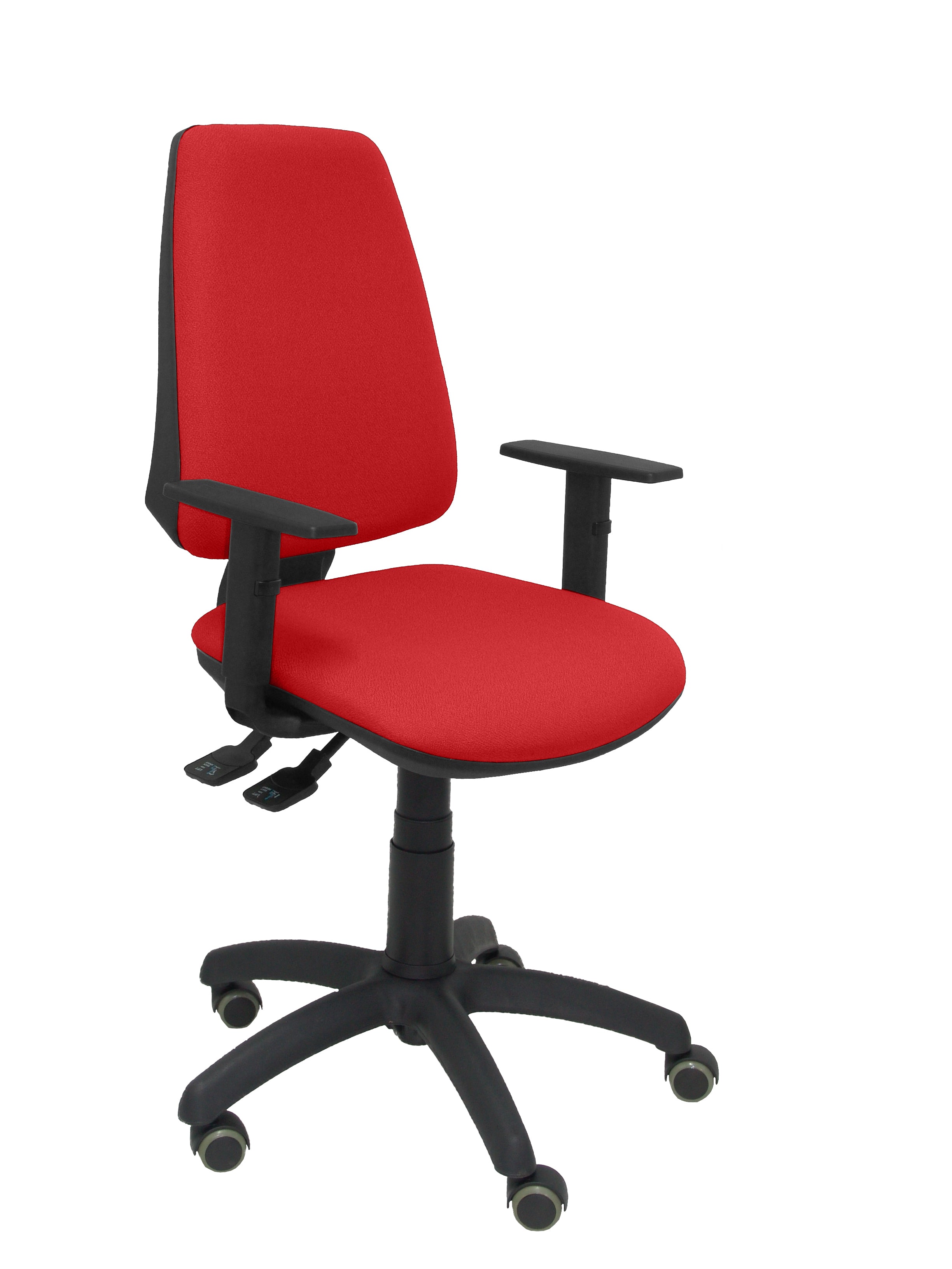 Silla Elche S bali rojo brazos regulables ruedas de parquet