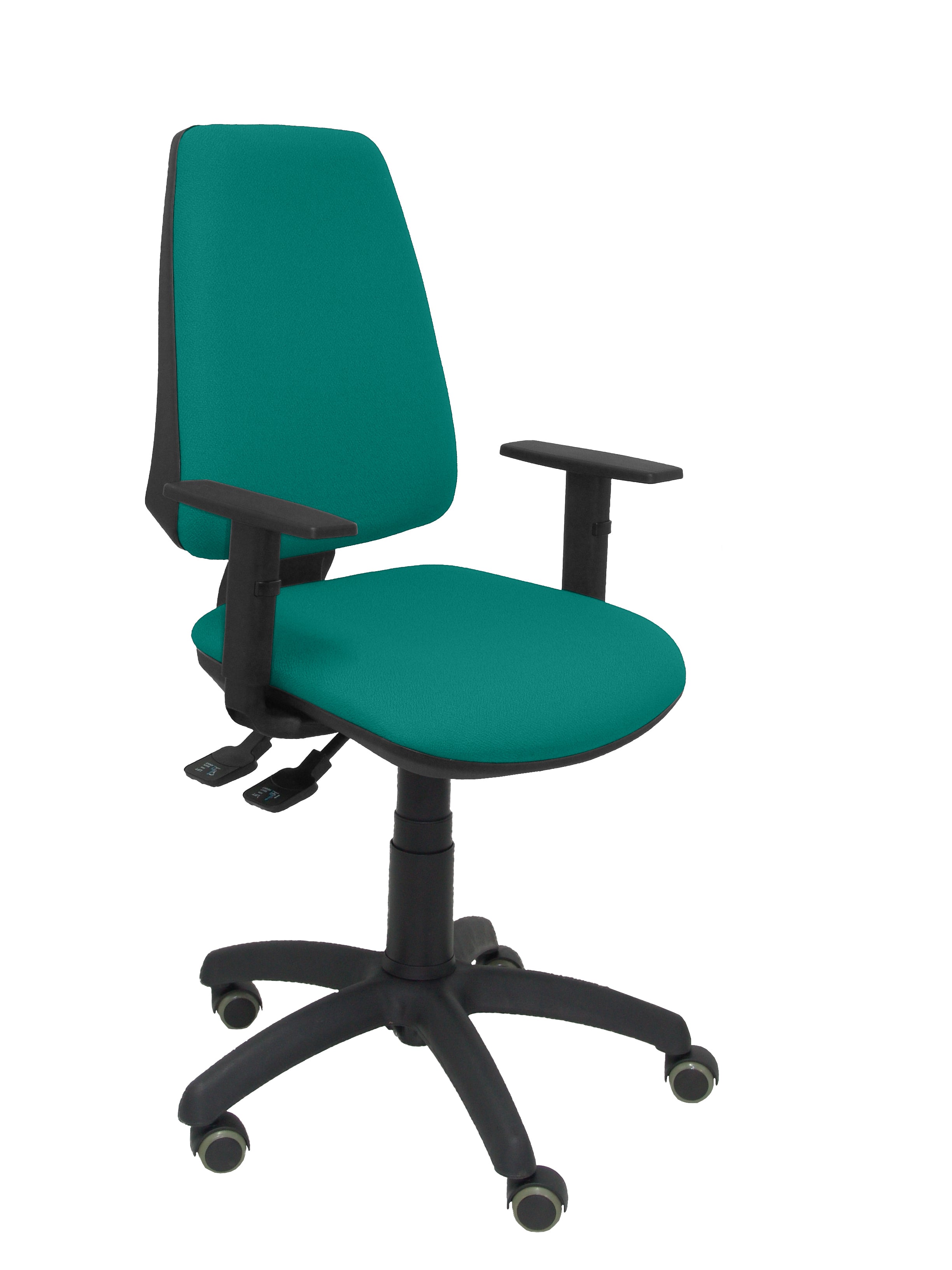 Silla Elche S bali verde claro brazos regulables ruedas de parquet