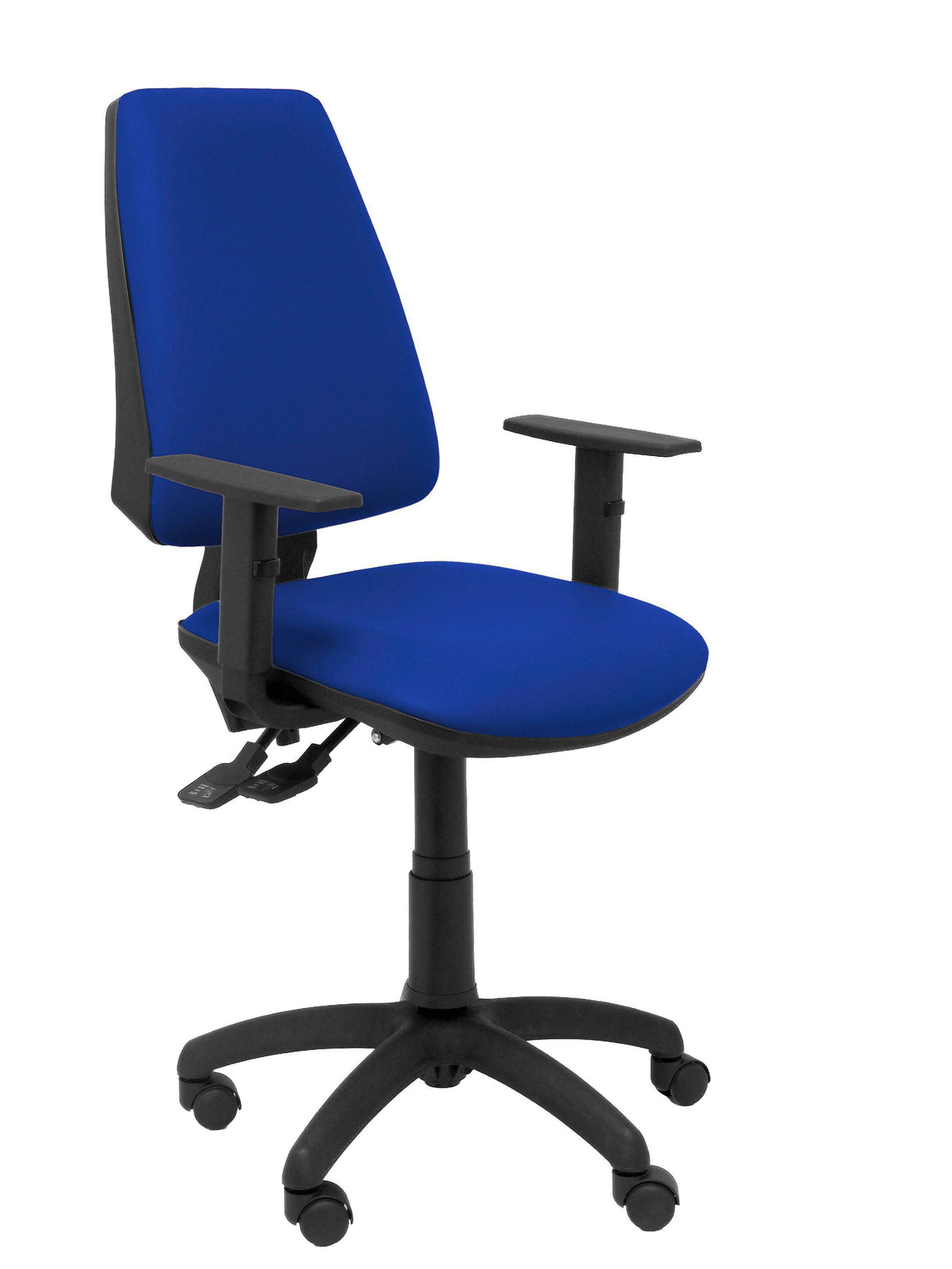Silla Elche sincro similpiel azul con brazo regulable