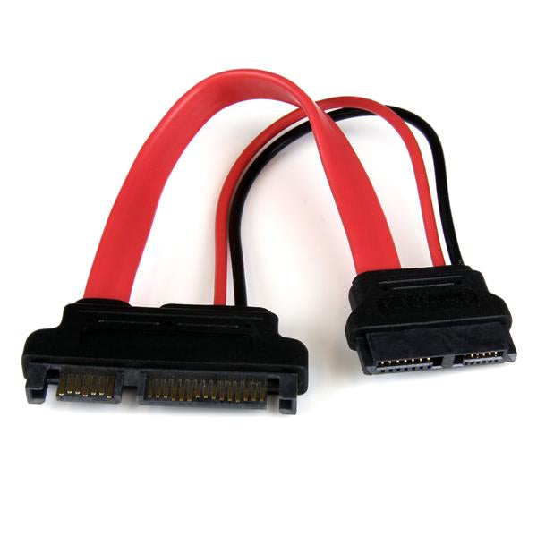Adaptador Cable SATA 15cm Slimline Línea Delgada a SATA con Alimentación Corriente - Hembra a Macho