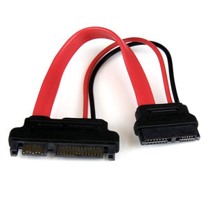 Adaptador Cable SATA 15cm Slimline Línea Delgada a SATA con Alimentación Corriente - Hembra a Macho