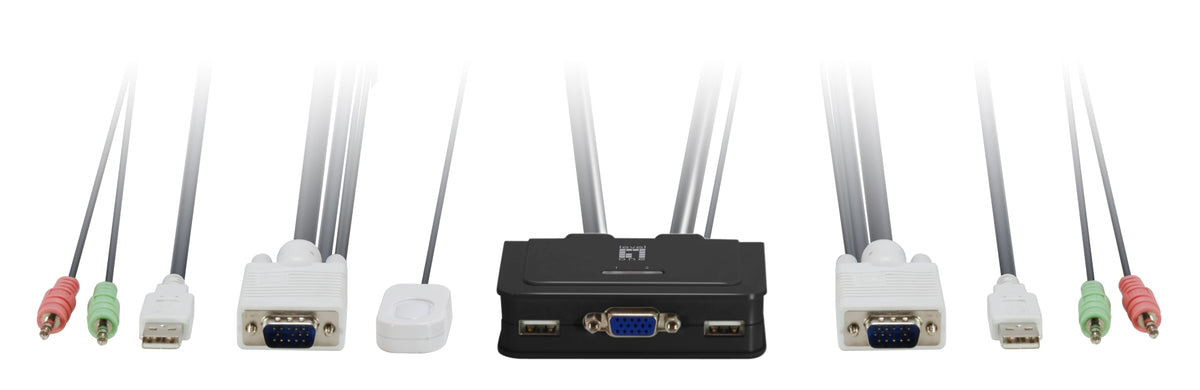KVM de 2 puertos, VGA, USB, Audio