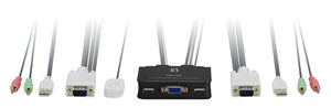 KVM de 2 puertos, VGA, USB, Audio