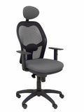 Silla Jorquera malla negra asiento bali gris oscuro con cabecero fijo