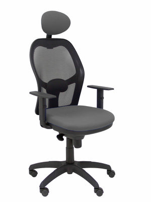 Silla Jorquera malla negra asiento bali gris oscuro con cabecero fijo