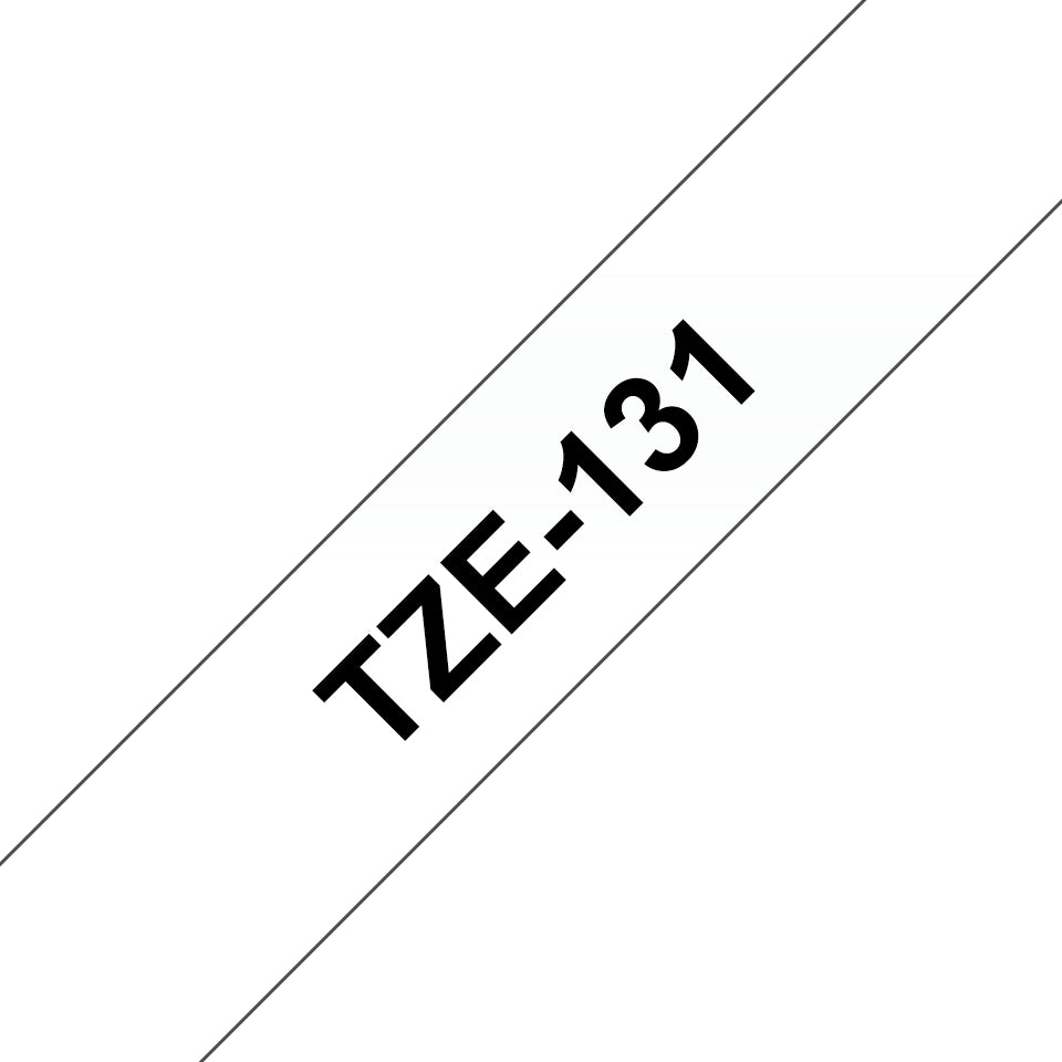 TZE-131 cinta para impresora de etiquetas Negro sobre transparente