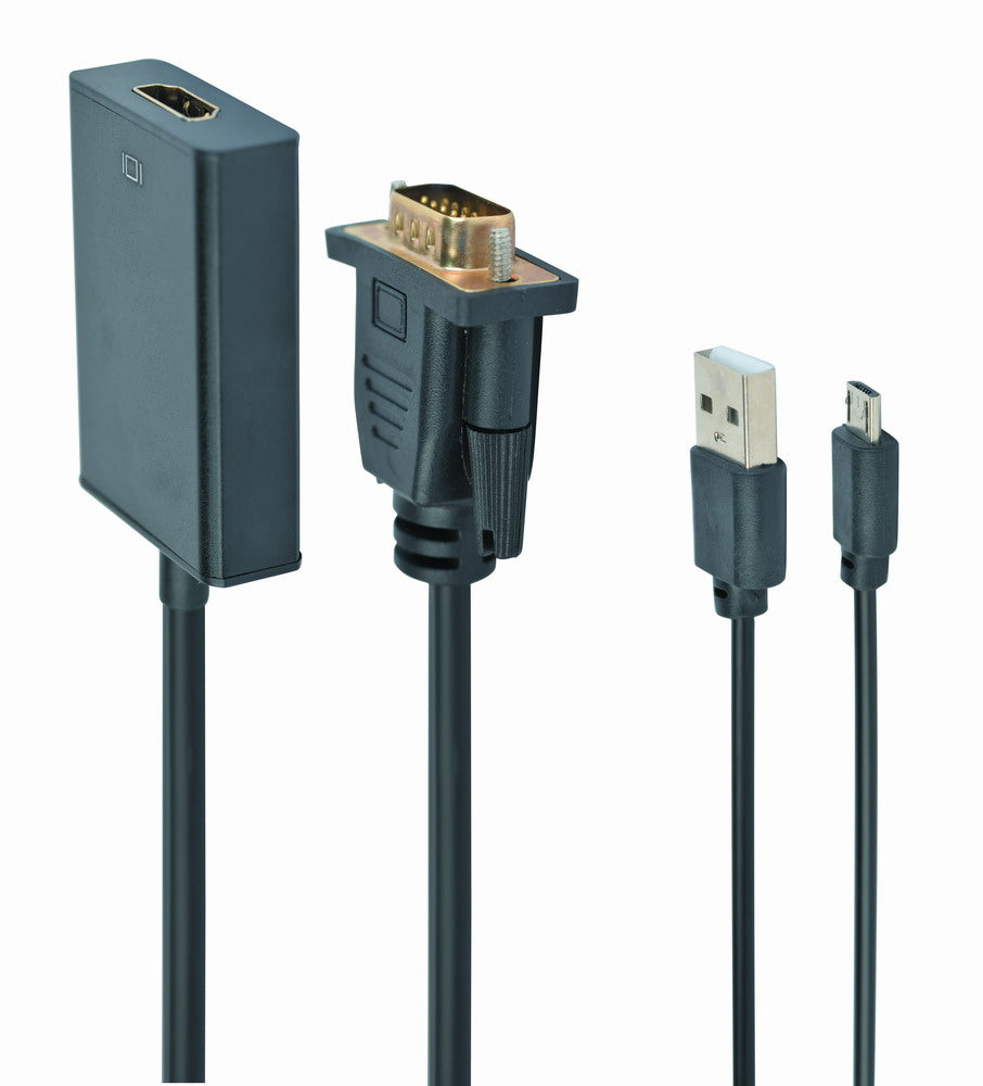 A-VGA-HDMI-01 adaptador de cable de vídeo 0,15 m HDMI tipo A (Estándar) VGA (D-Sub) Negro