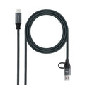 Cable USB 3.2 Gen2x2 20Gbps 5A/100W, USB-C+USB-A/M a USB-C/M, Gris/Negro, 2m