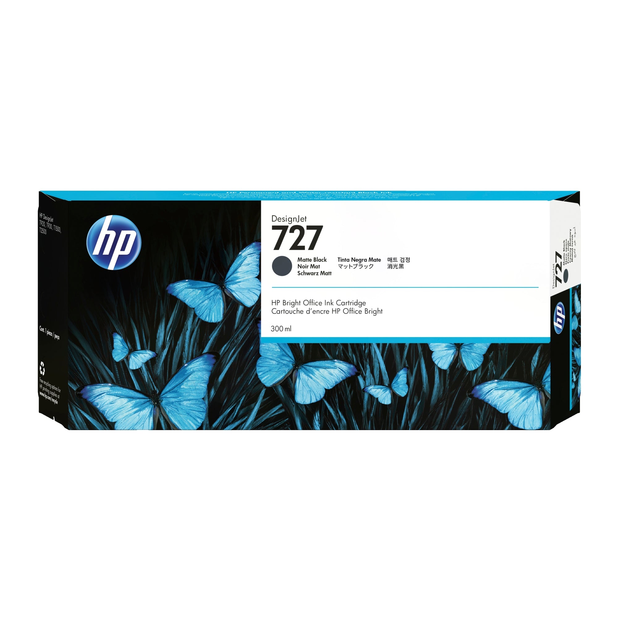 Cartucho de tinta DesignJet 727 negro mate de 300 ml