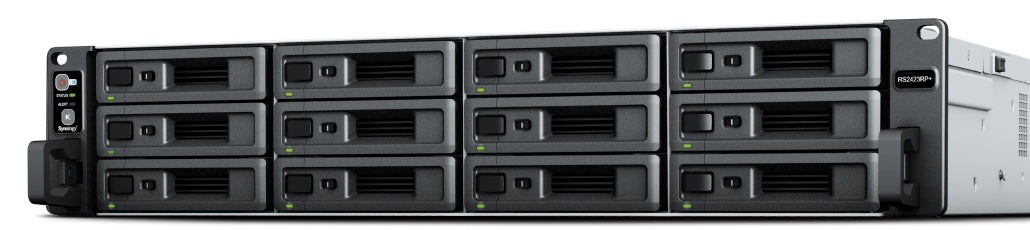 RackStation RS2423+ servidor de almacenamiento NAS Bastidor (2U) Ryzen Embedded V1780B 8 GB DDR4 0 TB DiskStation Manager Negro, Gris